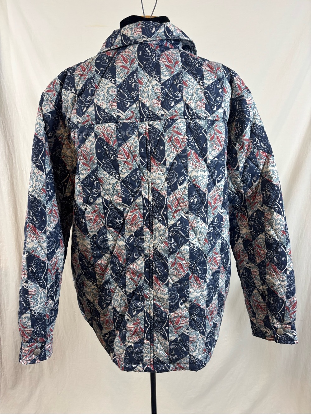 Levi’s Diamond Quilted Shirt Jacket M Blue Paisley Bandana Patchwork Western